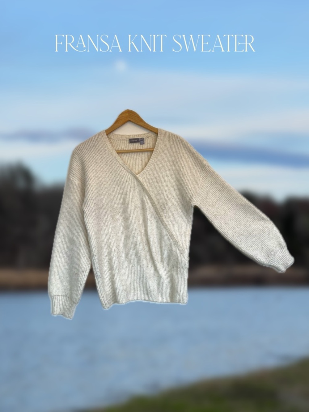 Cream Wrap-Front Sweater